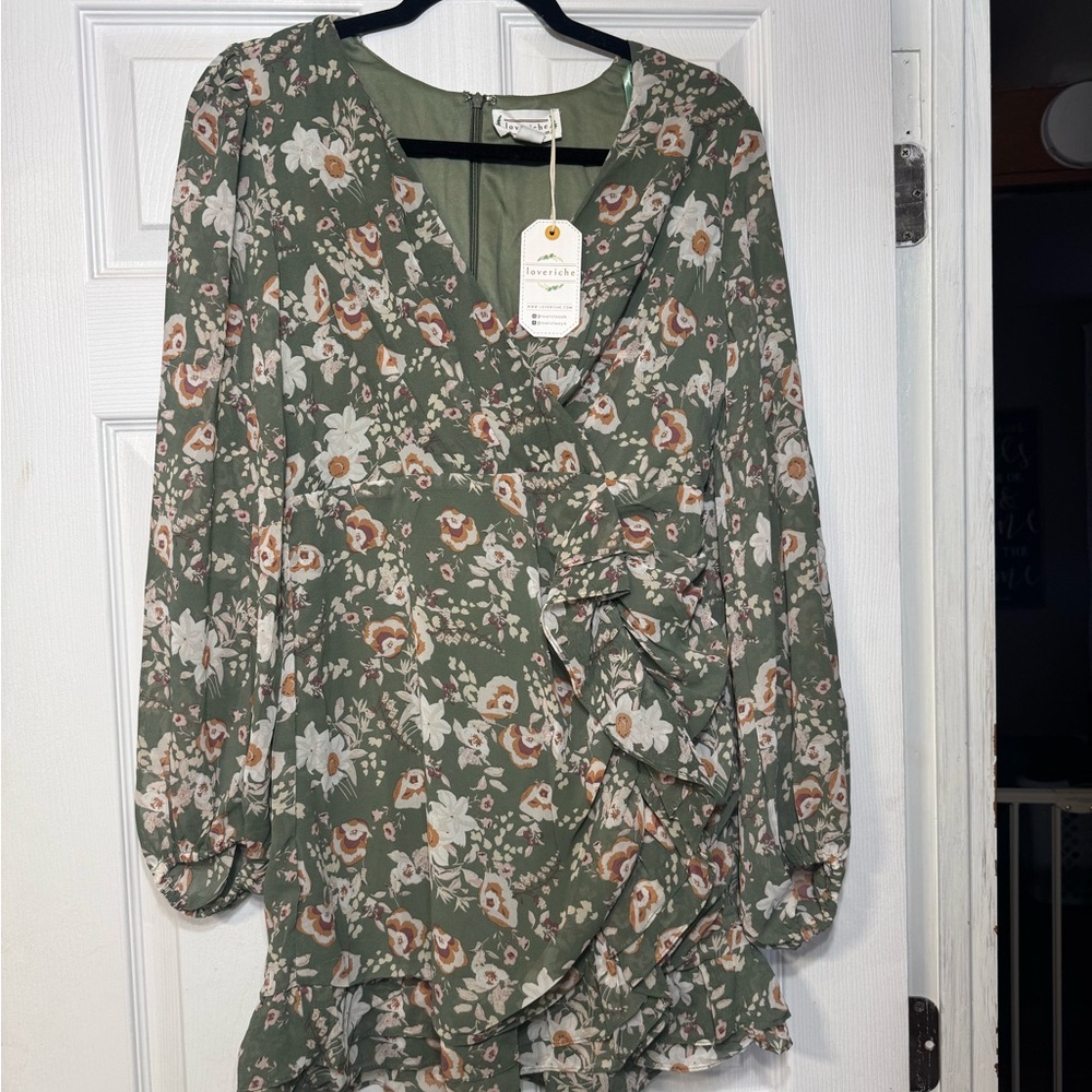 Pink Lily Any Way You Like Olive Green Dress Size Medium